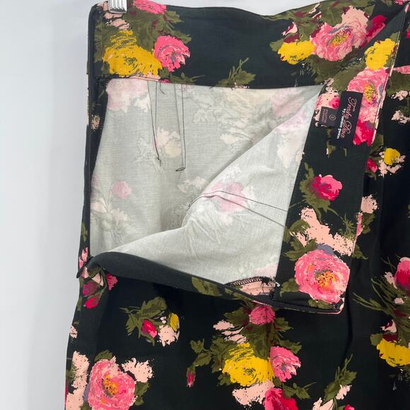 Trashy Diva High Waisted Straight Skirt Sz 8 Black Floral Print Midi Retro - Picture 4 of 5
